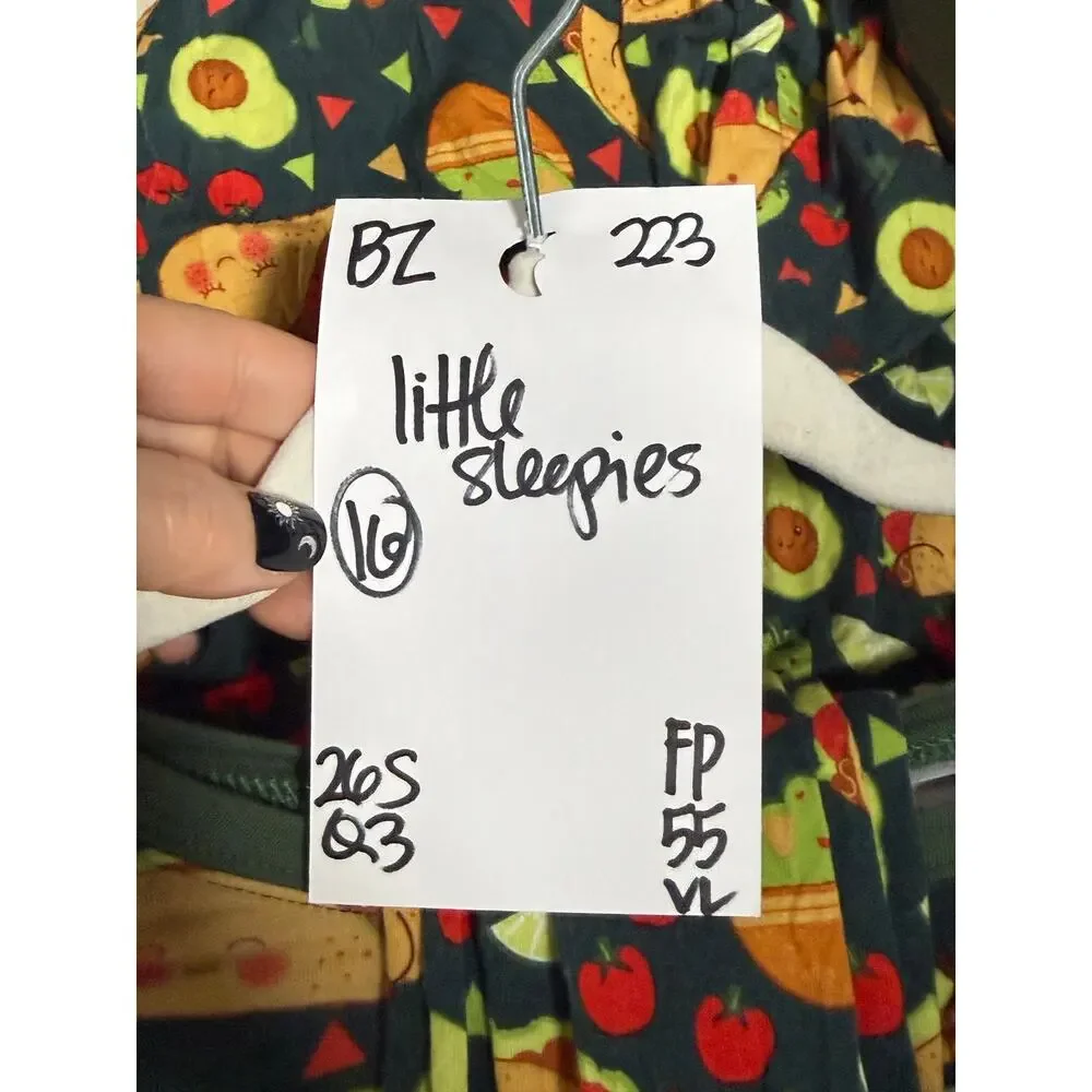 Little Sleepies Pajamas Youth 16 (could fit Women's XS) Taco Print